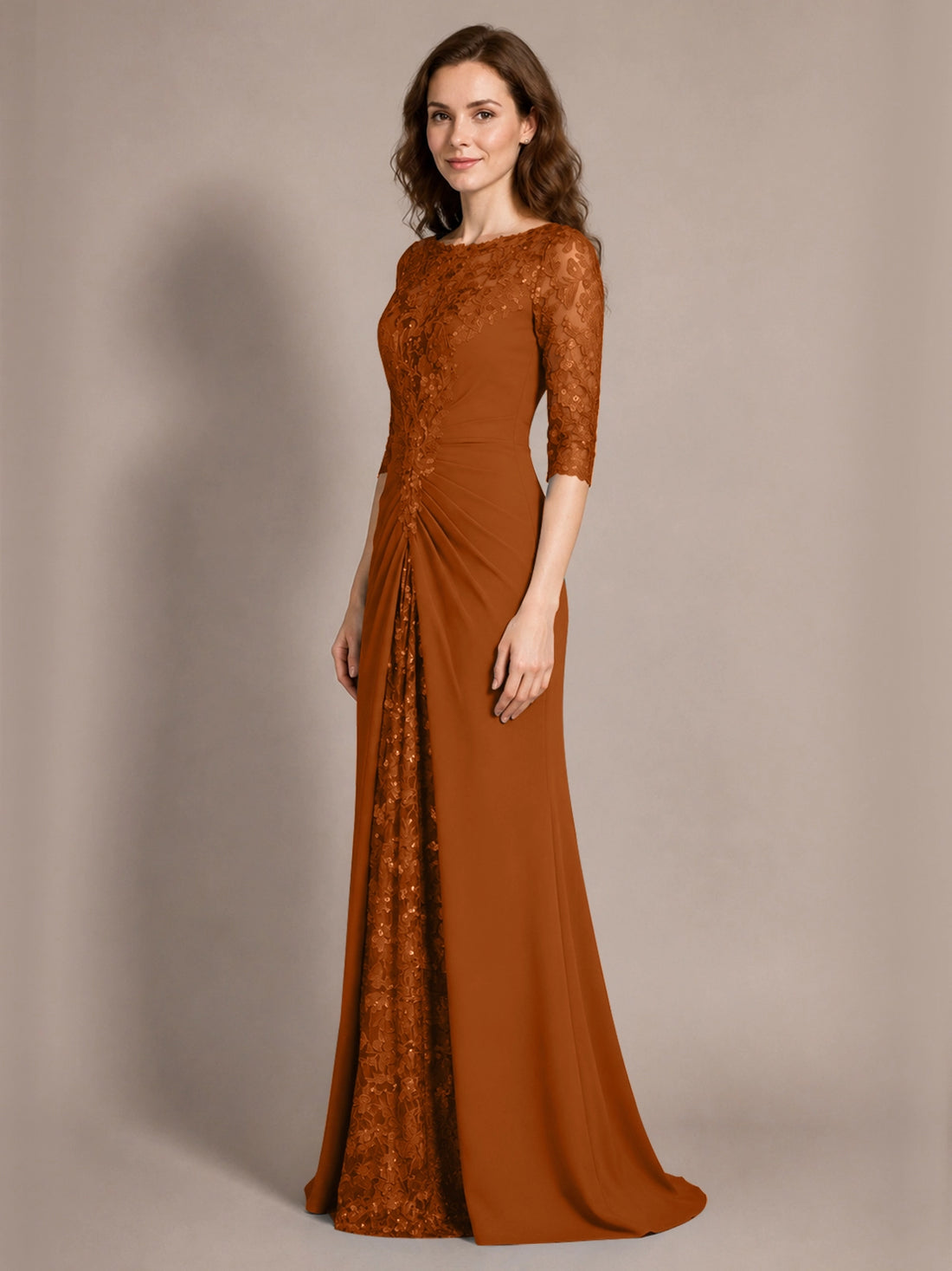 Lace Mother of the Bride Dress with Applique 