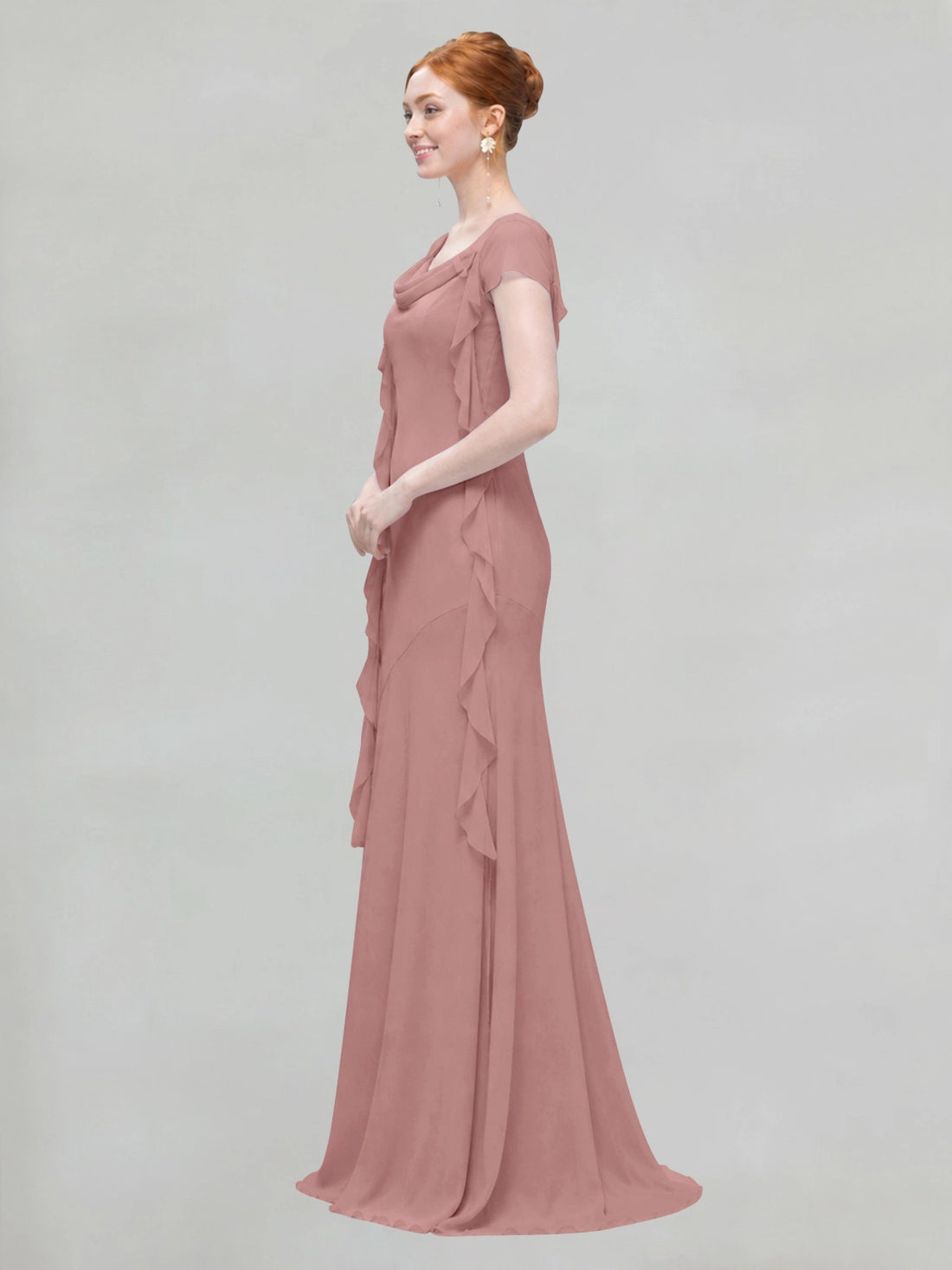 Flowy Ruffle Sheath Bridesmaid Dress 