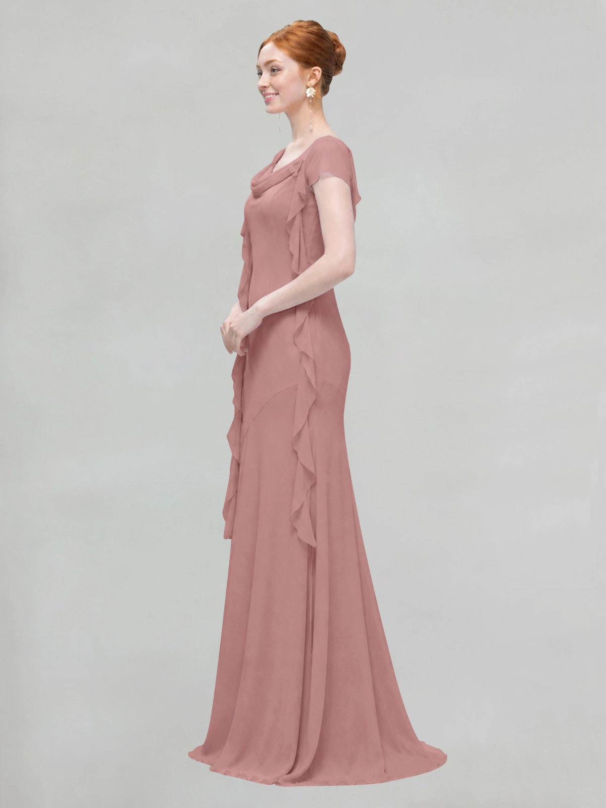 Flowy Ruffle Sheath Bridesmaid Dress 