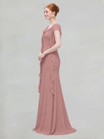 Flowy Ruffle Sheath Bridesmaid Dress 