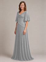 Cowl Neck Mother of the Bride Dress with Applique 