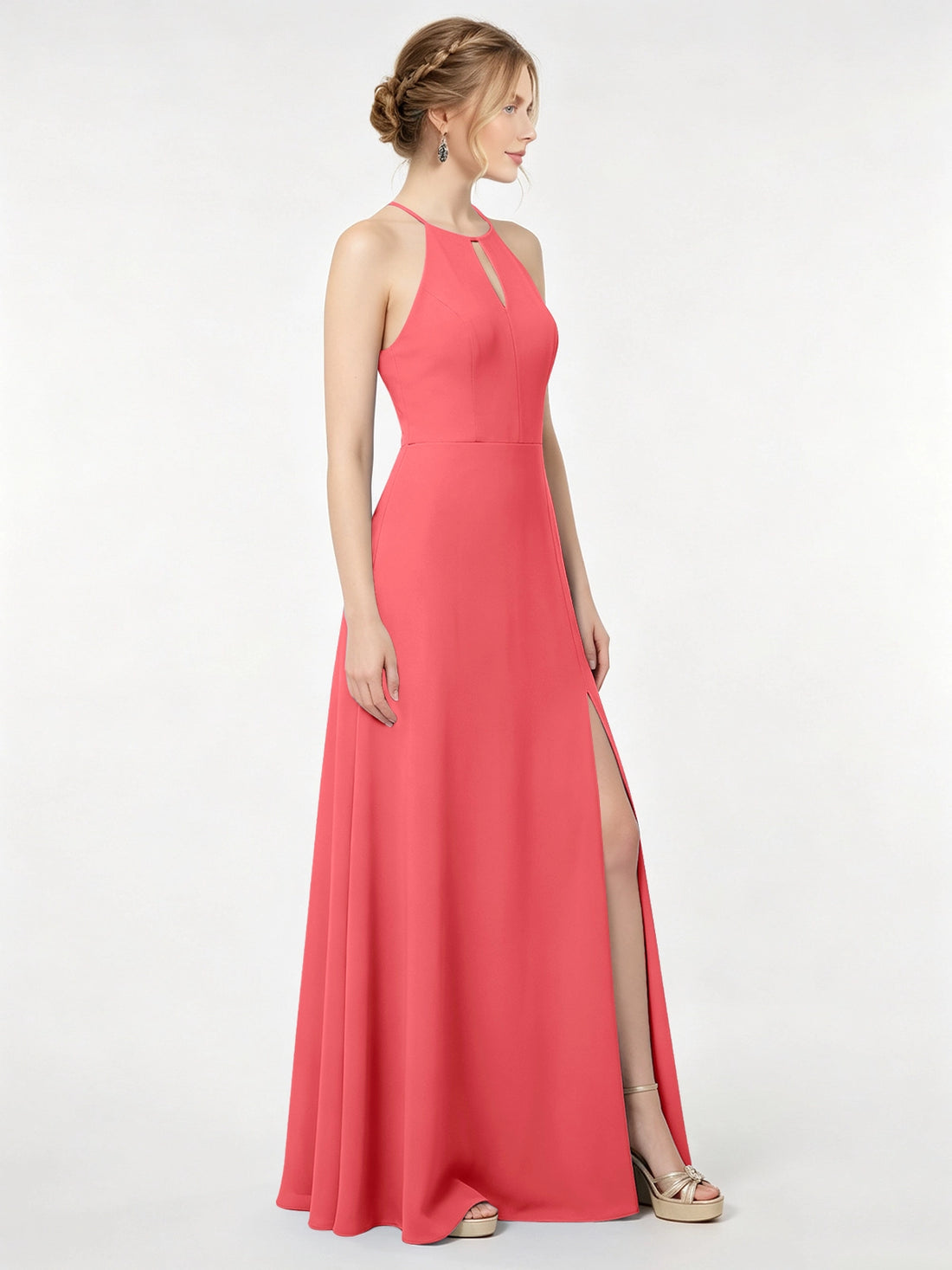 Chiffon Bridesmaid Dress with Halter 