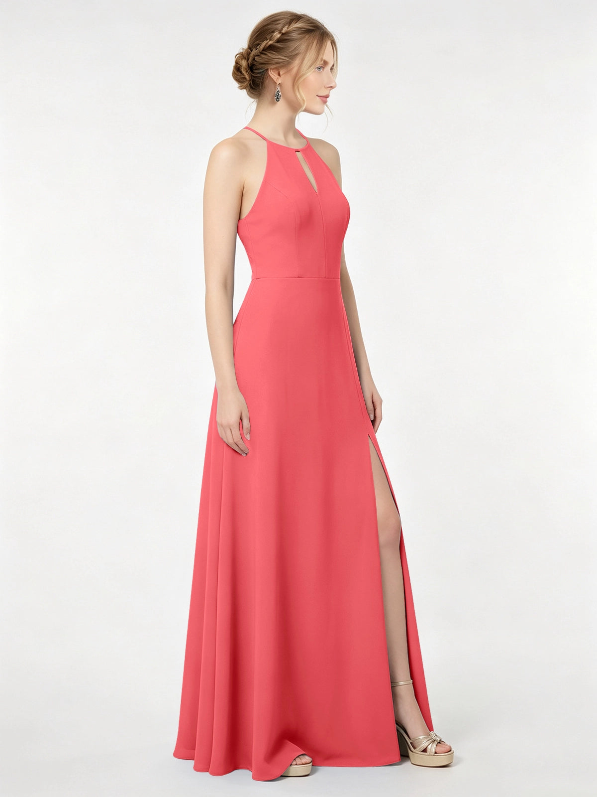 Chiffon Bridesmaid Dress with Halter 