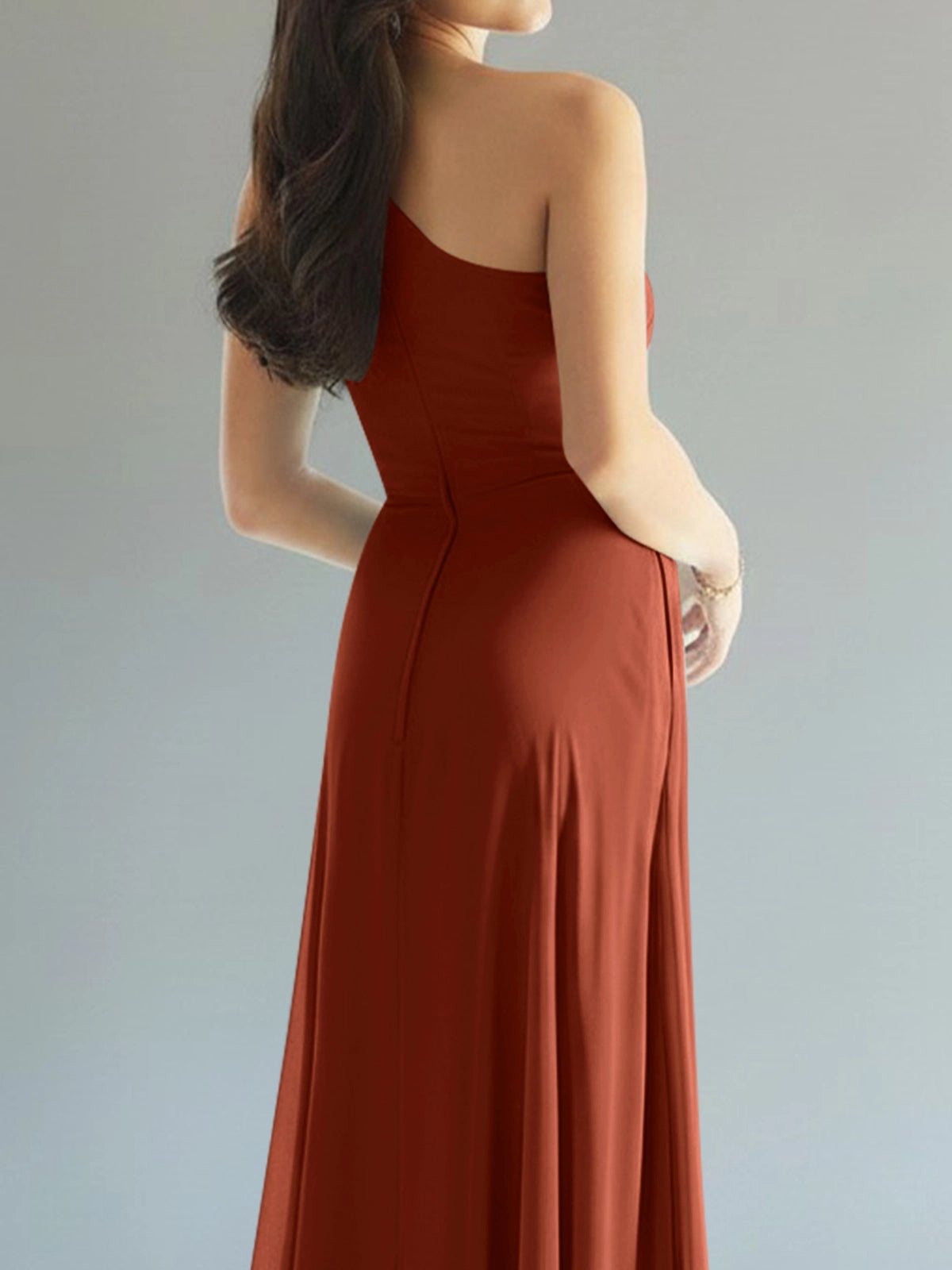 One-Shoulder Bridesmaid Dress with Slit