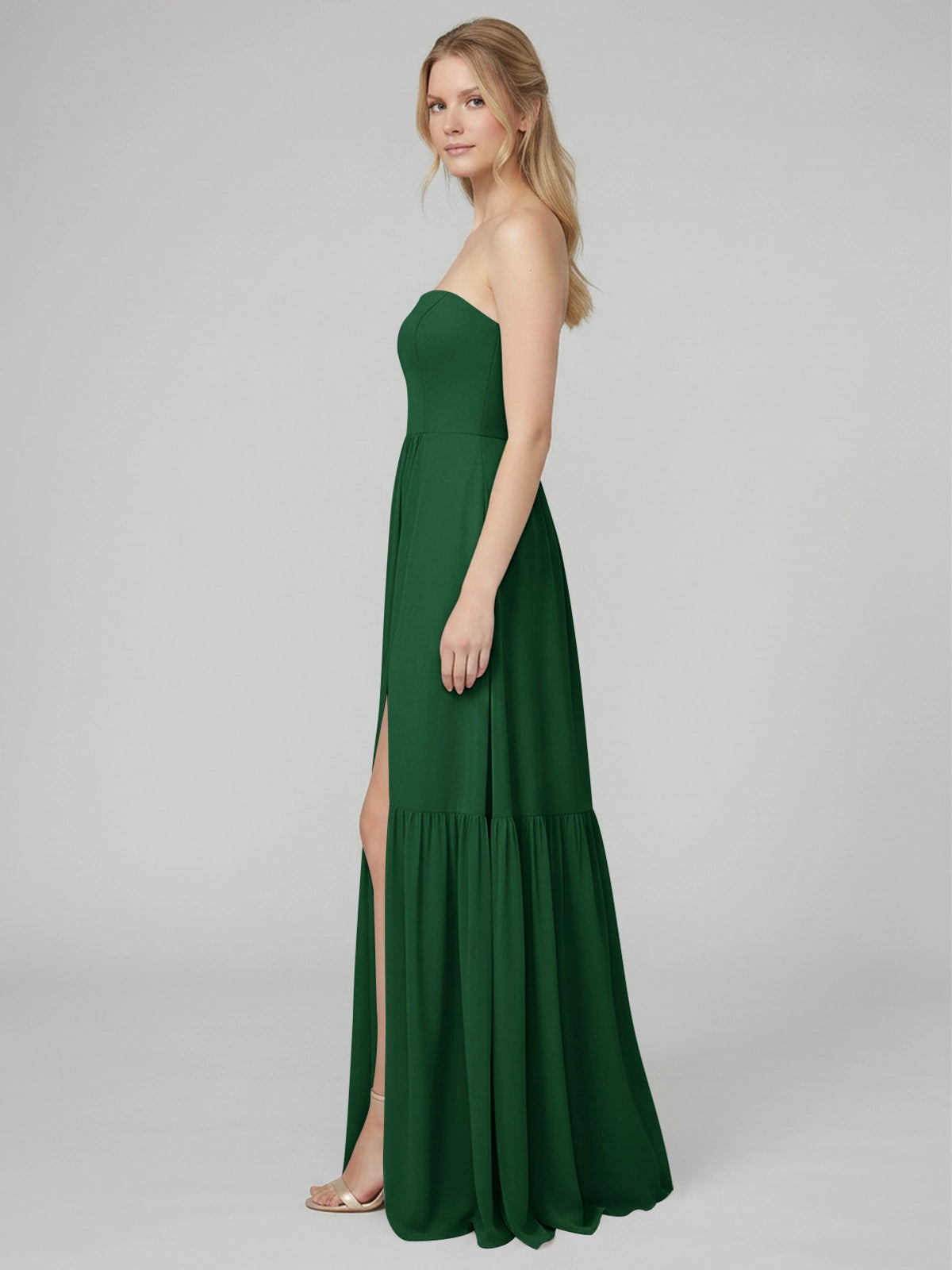 Strapless Bridesmaid Dress with Slit 