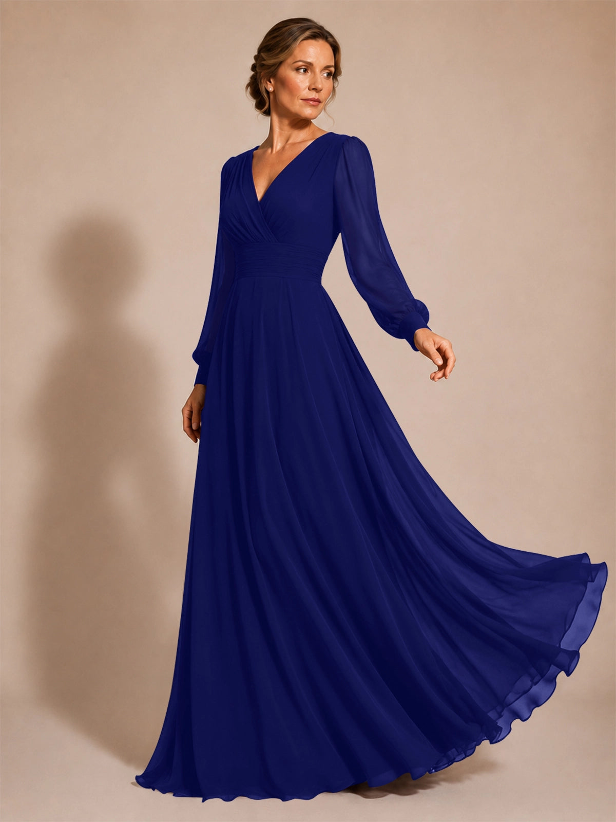 Chiffon Mother of the Bride Dress with Long Sleeves 