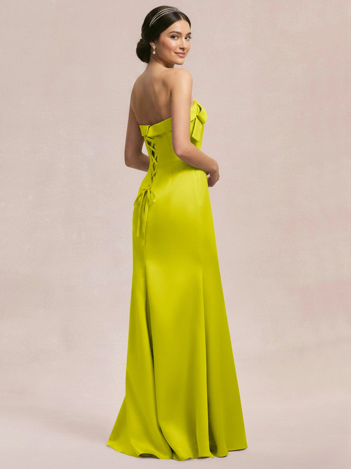 Satin Bow Accent Bridesmaid Dress 
