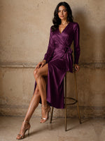 Silk-like Mother of the Bride Dress with Self-Tie Sash 