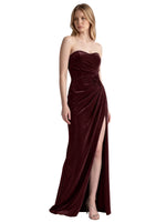 Velvet Prom Dress with Beaded Applique 