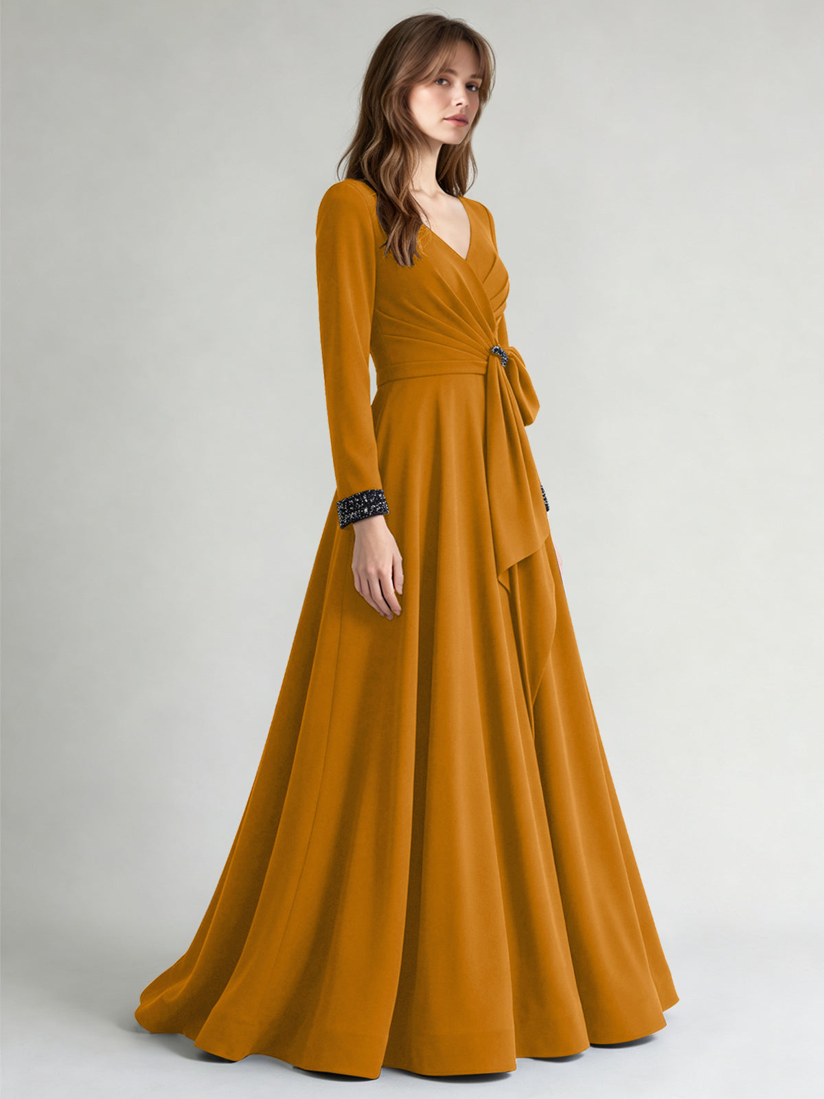 Stretch Satin Mother of the Bride Dress with Crystal