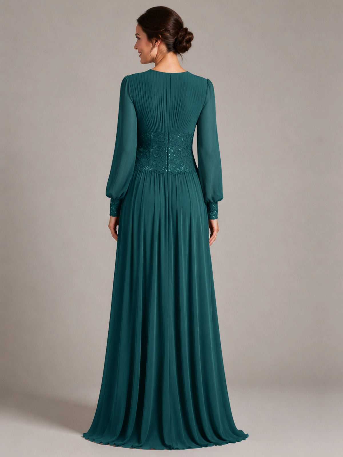 Chiffon Mother of the Bride Dress with Jewel Neckline 