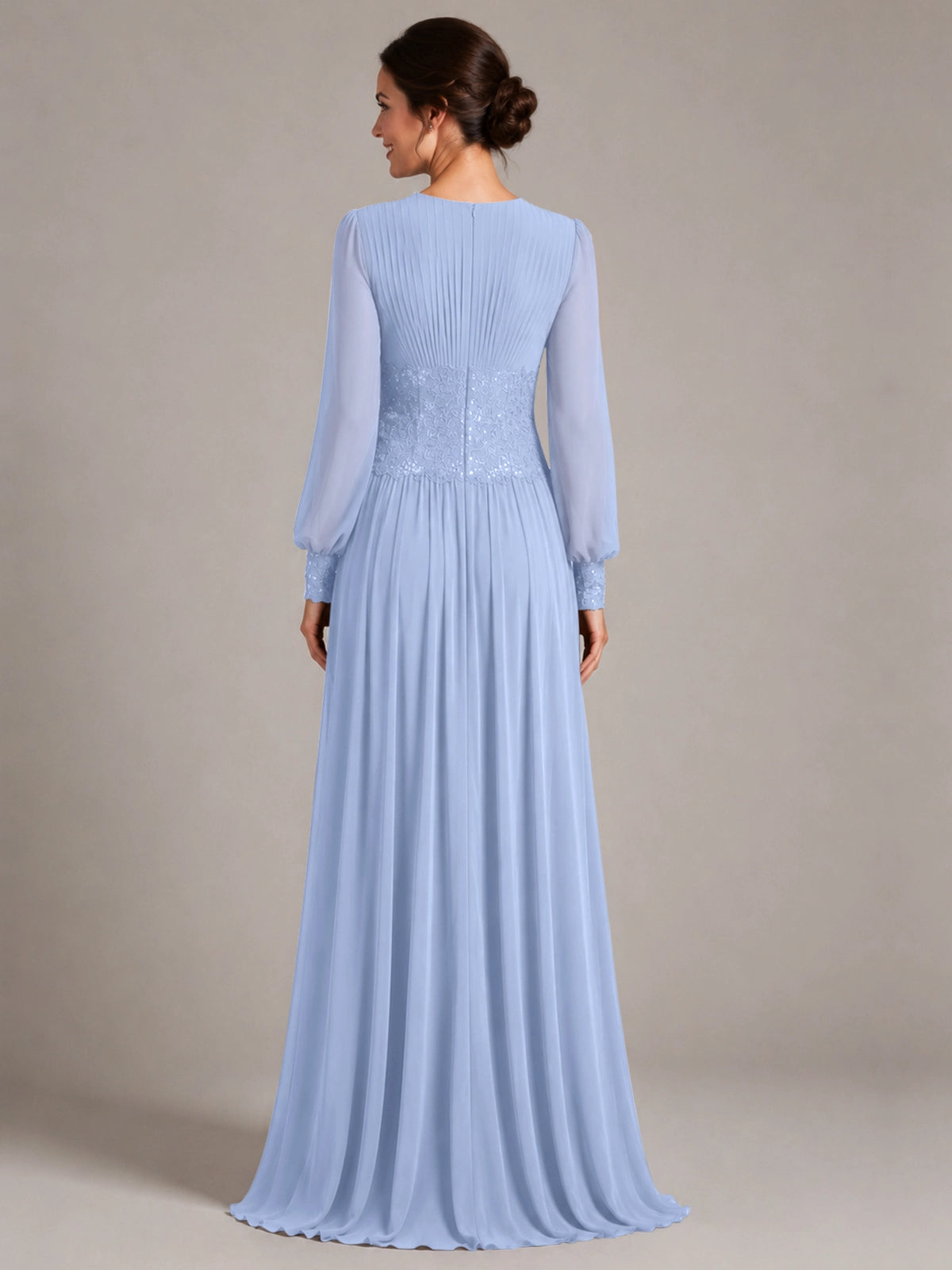 Chiffon Mother of the Bride Dress with Jewel Neckline 