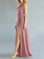 One-Shoulder Bridesmaid Dress with Slit