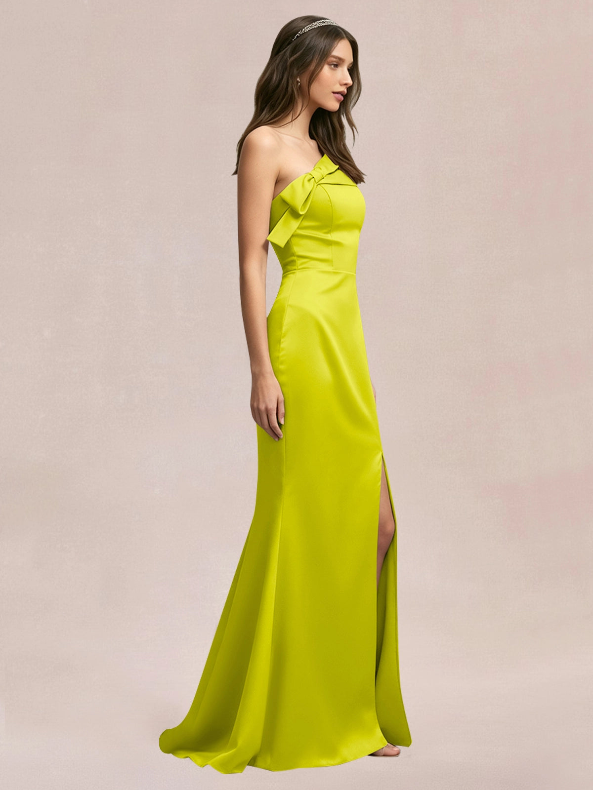 Satin Bow Accent Bridesmaid Dress 