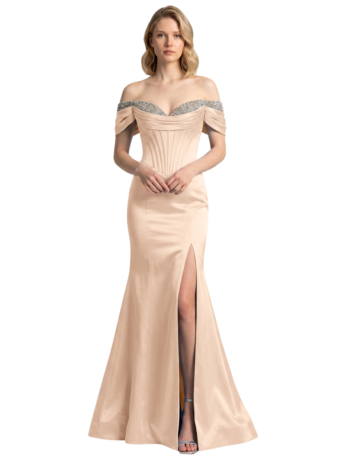 Corset Beaded Trumpet Prom Dress 