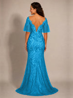 Mermaid Mother of the Bride Dress with V-neck 