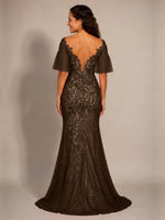 Mermaid Mother of the Bride Dress with V-neck 