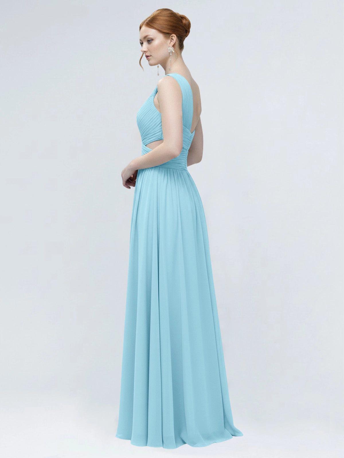 One-Shoulder Side Cut-Out Bridesmaid Dress 