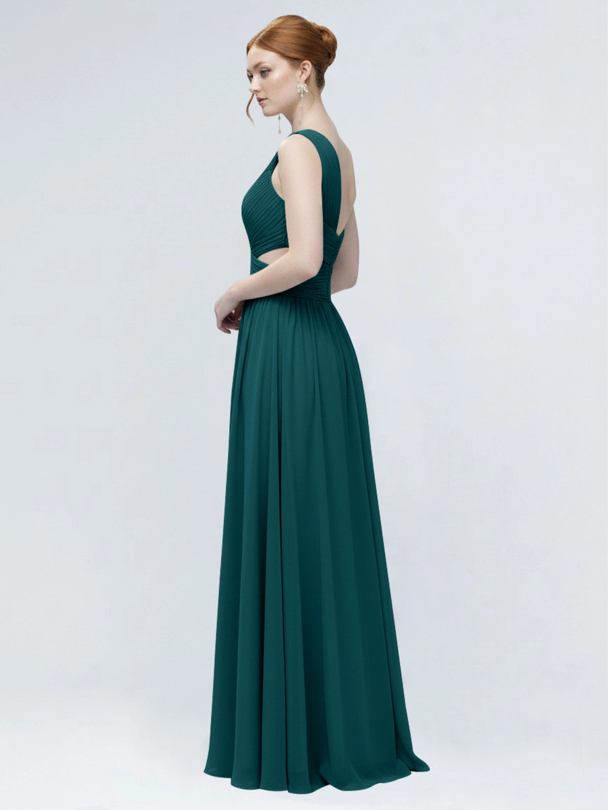 One-Shoulder Side Cut-Out Bridesmaid Dress 