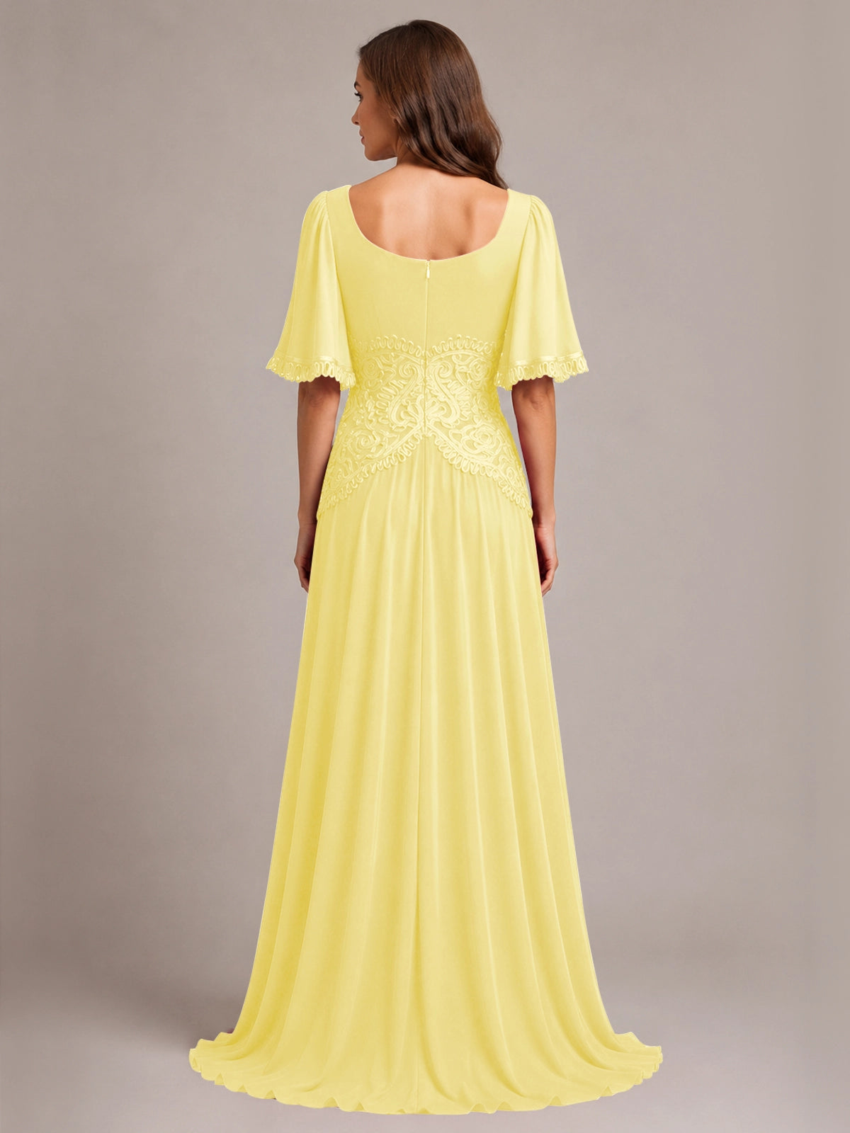 Cowl Neck Mother of the Bride Dress with Applique 