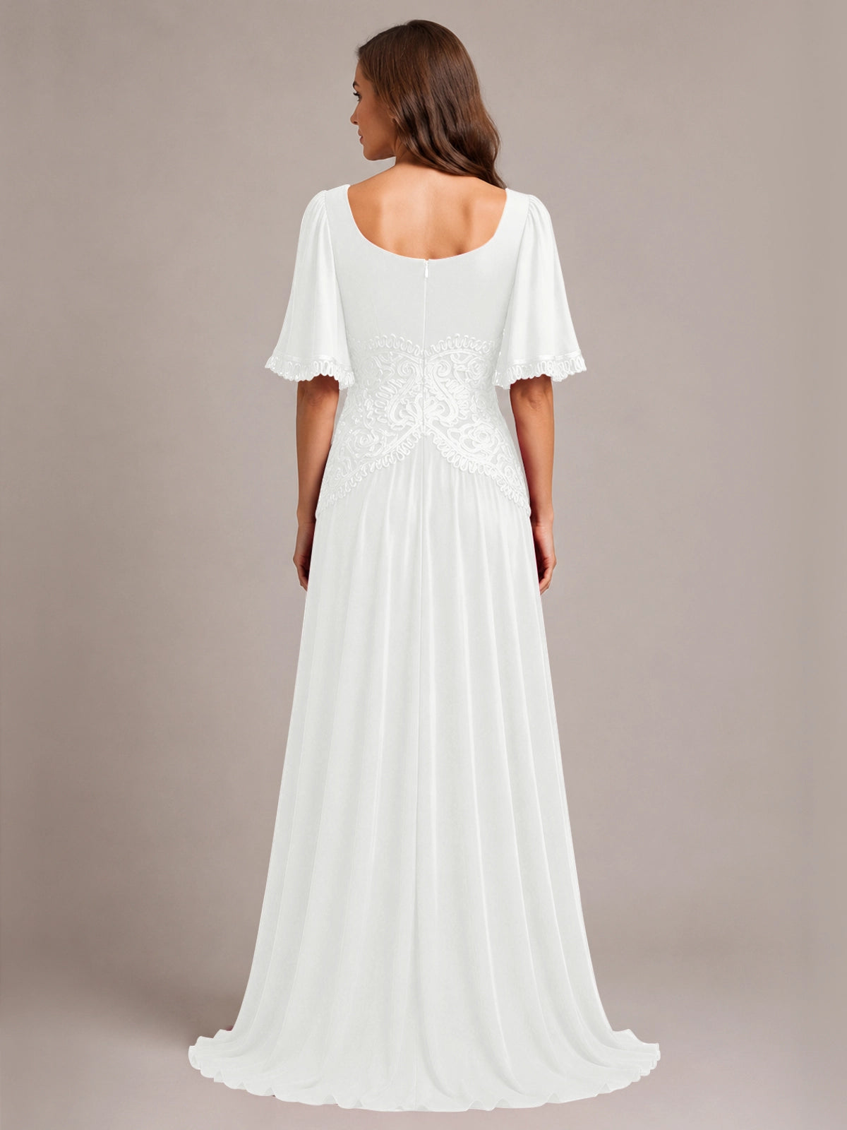 Cowl Neck Mother of the Bride Dress with Applique 