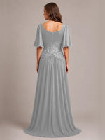 Cowl Neck Mother of the Bride Dress with Applique 
