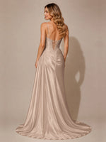 Silk-like Prom Dress with Appliques