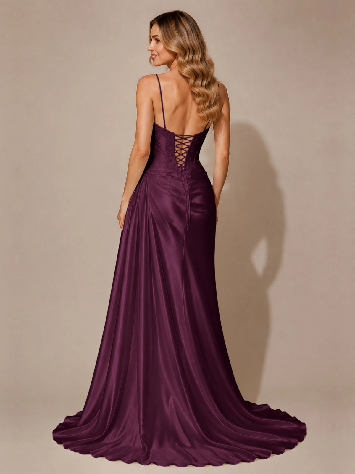 Silk-like Prom Dress with Appliques
