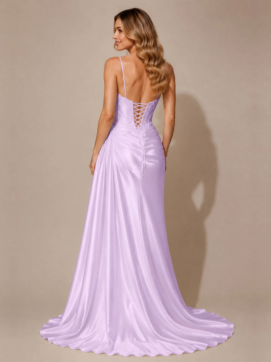 Silk-like Prom Dress with Appliques