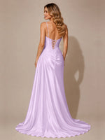 Silk-like Prom Dress with Appliques