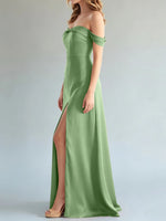 Off-the-Shoulder Slit Bridesmaid Dress 
