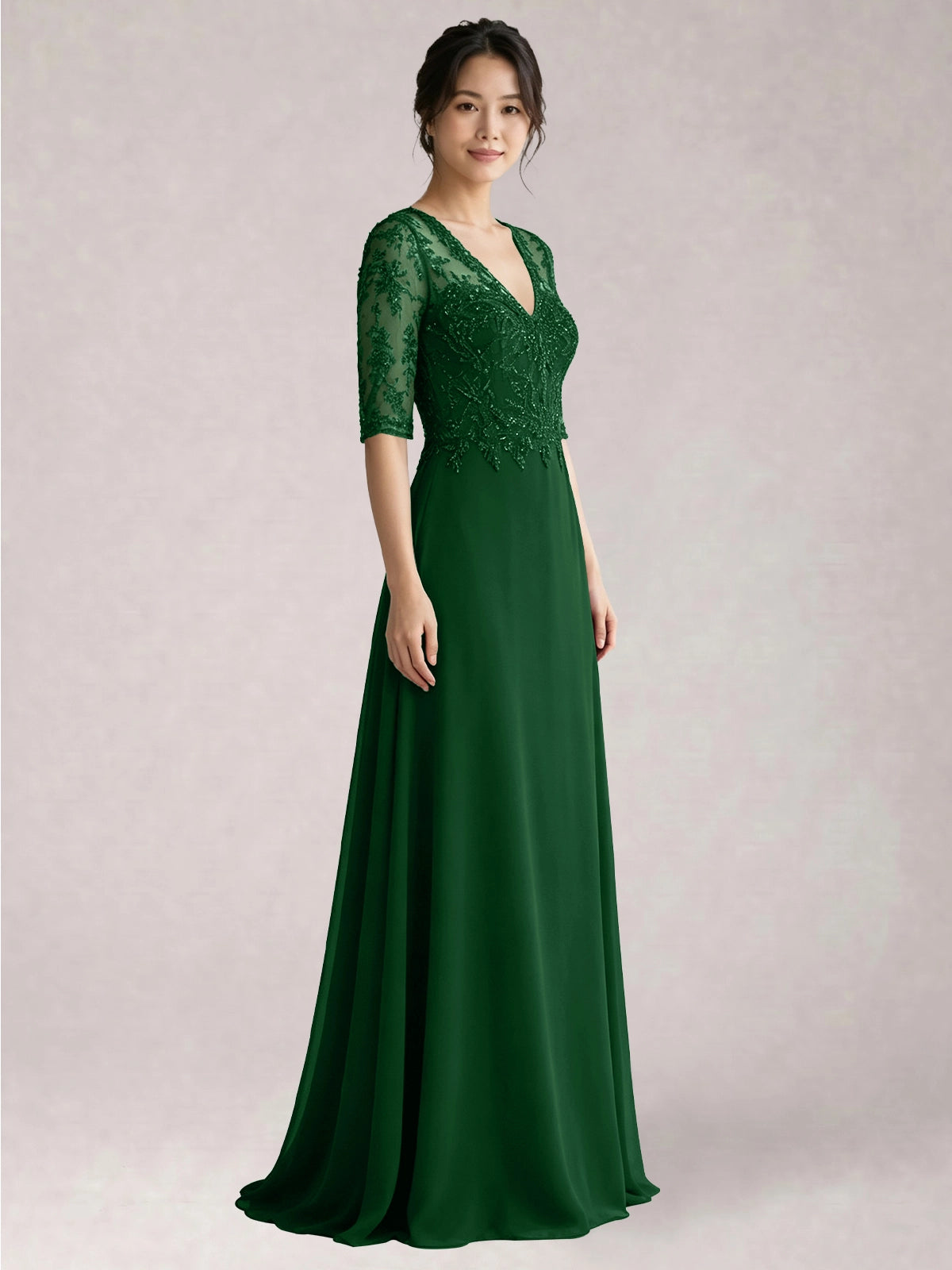 Lace Mother of the Bride Dress with Half Sleeves