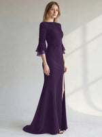 Chiffon Mother of the Bride Dress with 3/4 Sleeves