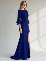 Chiffon Mother of the Bride Dress with 3/4 Sleeves