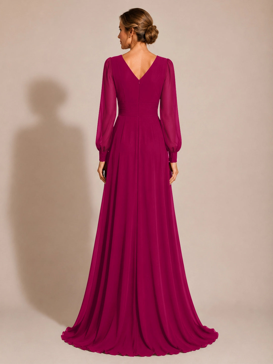 Chiffon Mother of the Bride Dress with Long Sleeves 