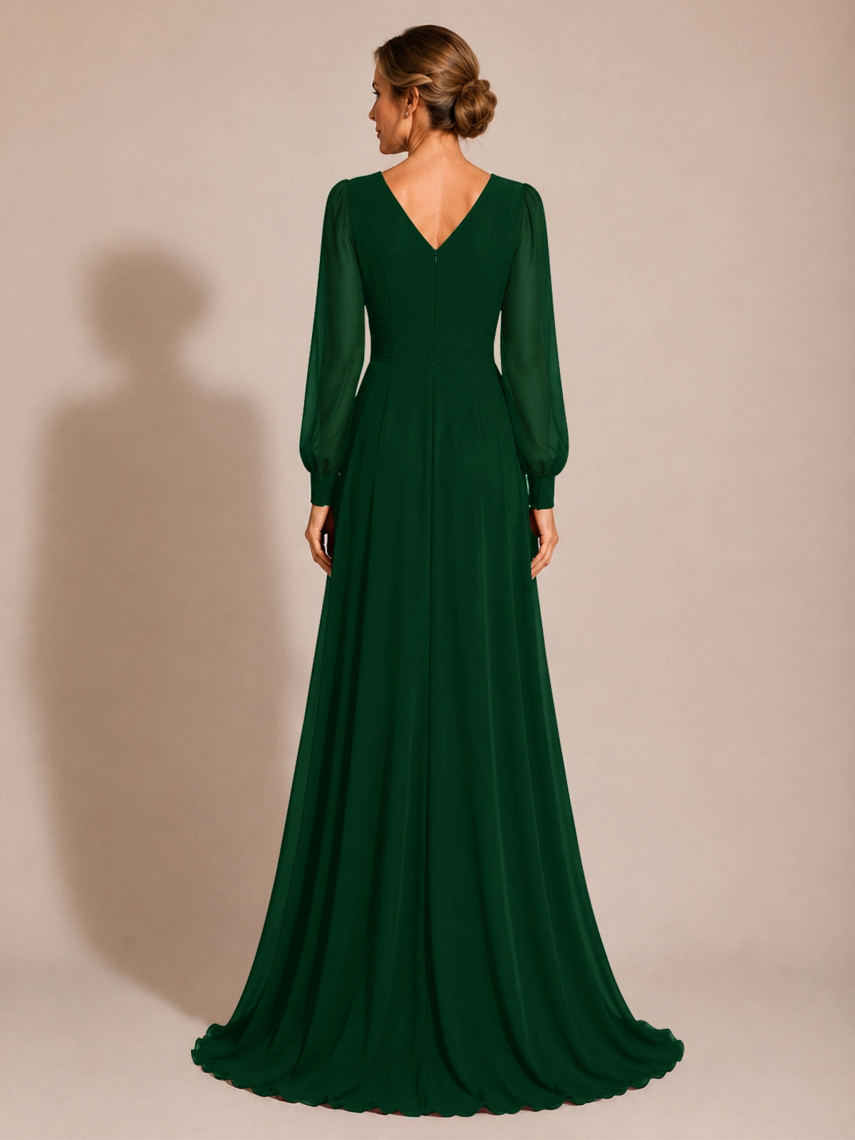 Chiffon Mother of the Bride Dress with Long Sleeves 
