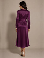 Silk-like Mother of the Bride Dress with Self-Tie Sash 