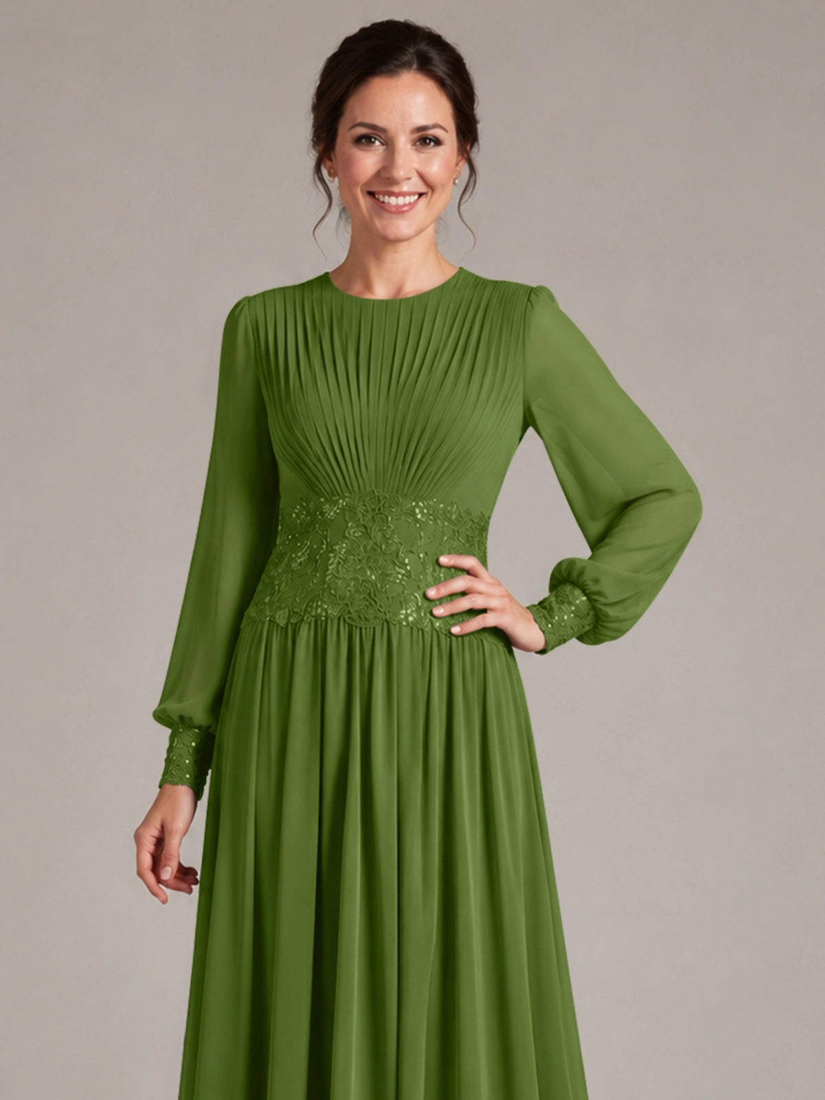 Chiffon Mother of the Bride Dress with Jewel Neckline 