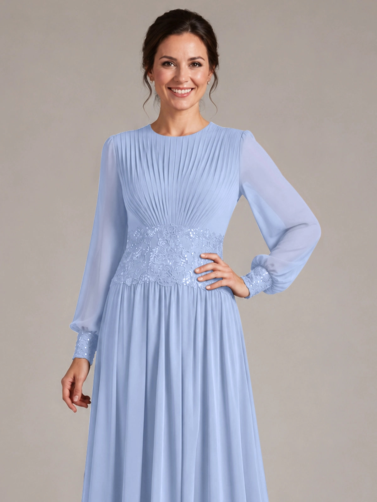 Chiffon Mother of the Bride Dress with Jewel Neckline 