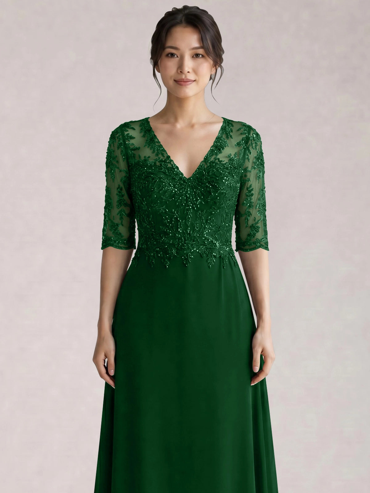 Lace Mother of the Bride Dress with Half Sleeves