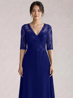 Lace Mother of the Bride Dress with Half Sleeves