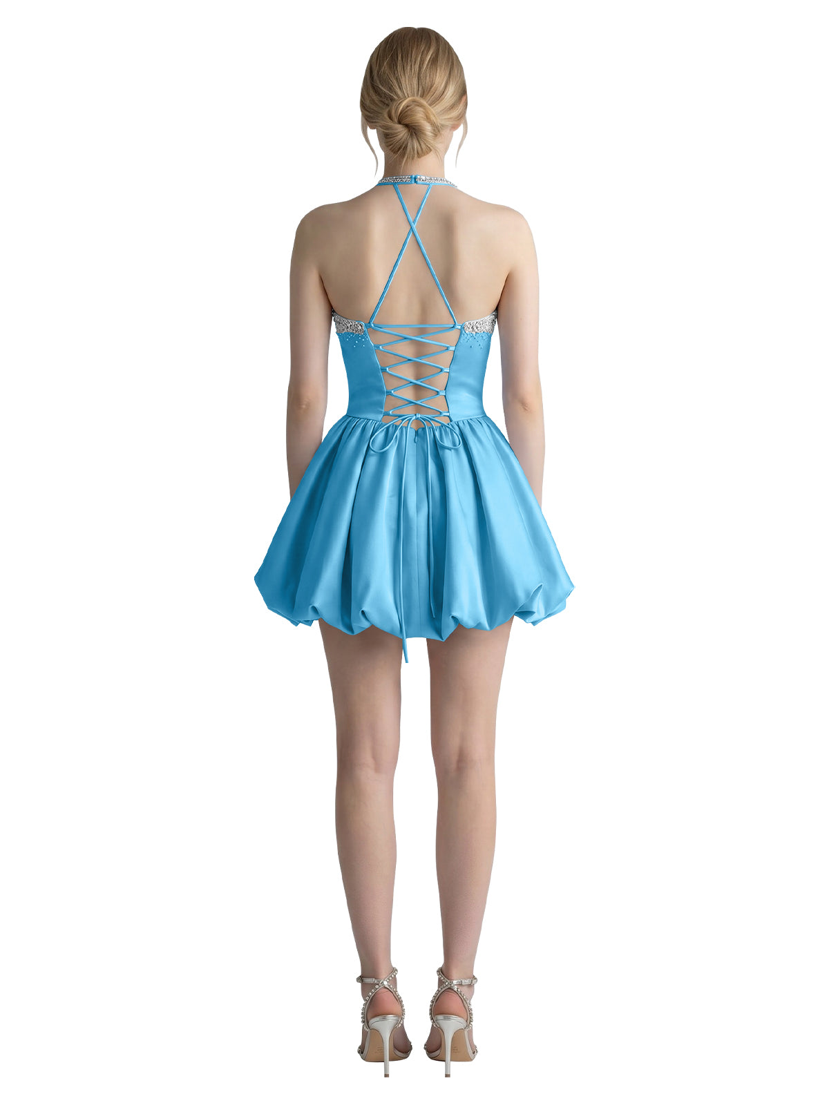 Beading Bubble Hem Mini Dress 