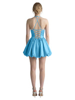 Beading Bubble Hem Mini Dress 