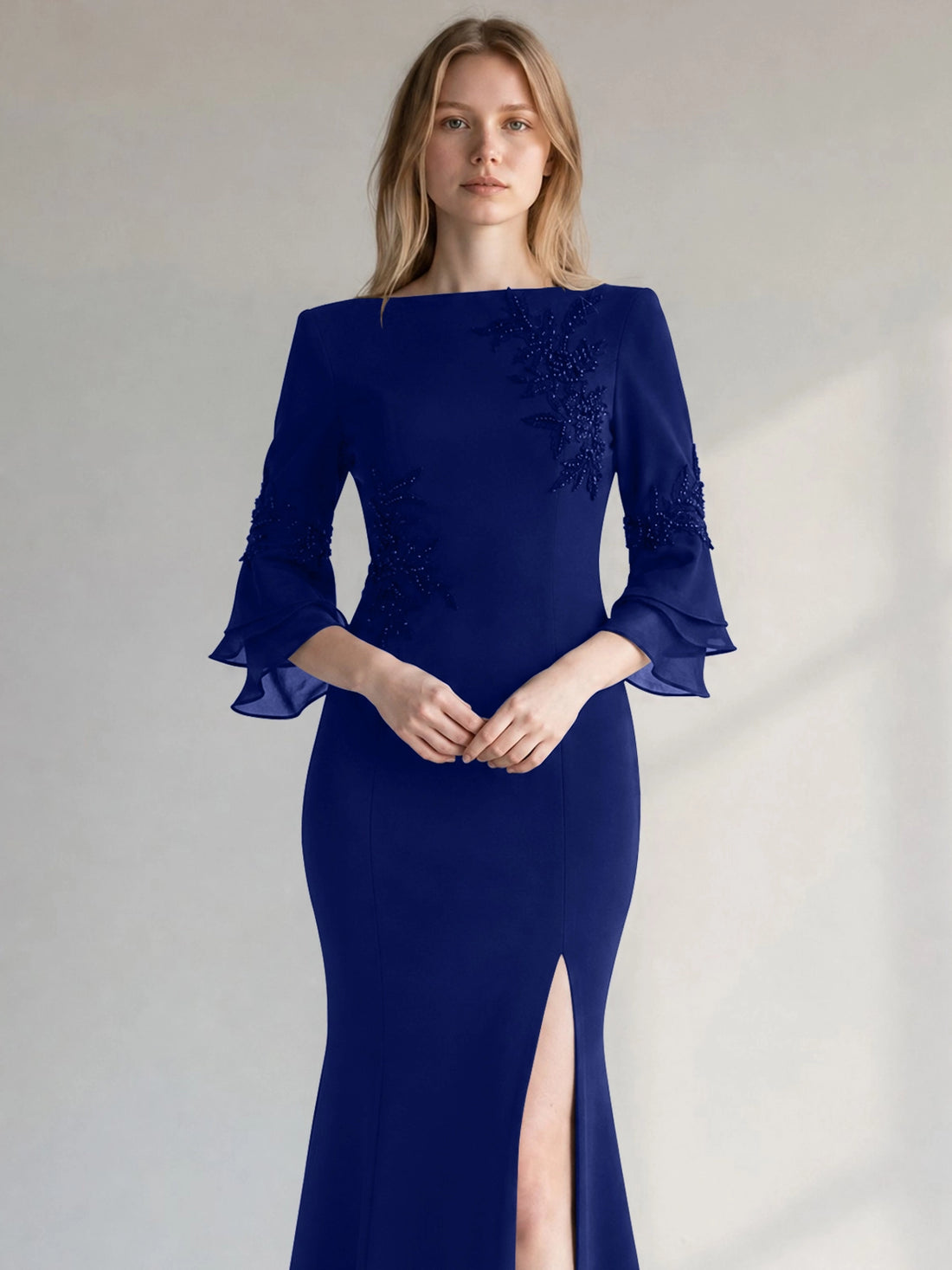 Chiffon Mother of the Bride Dress with 3/4 Sleeves