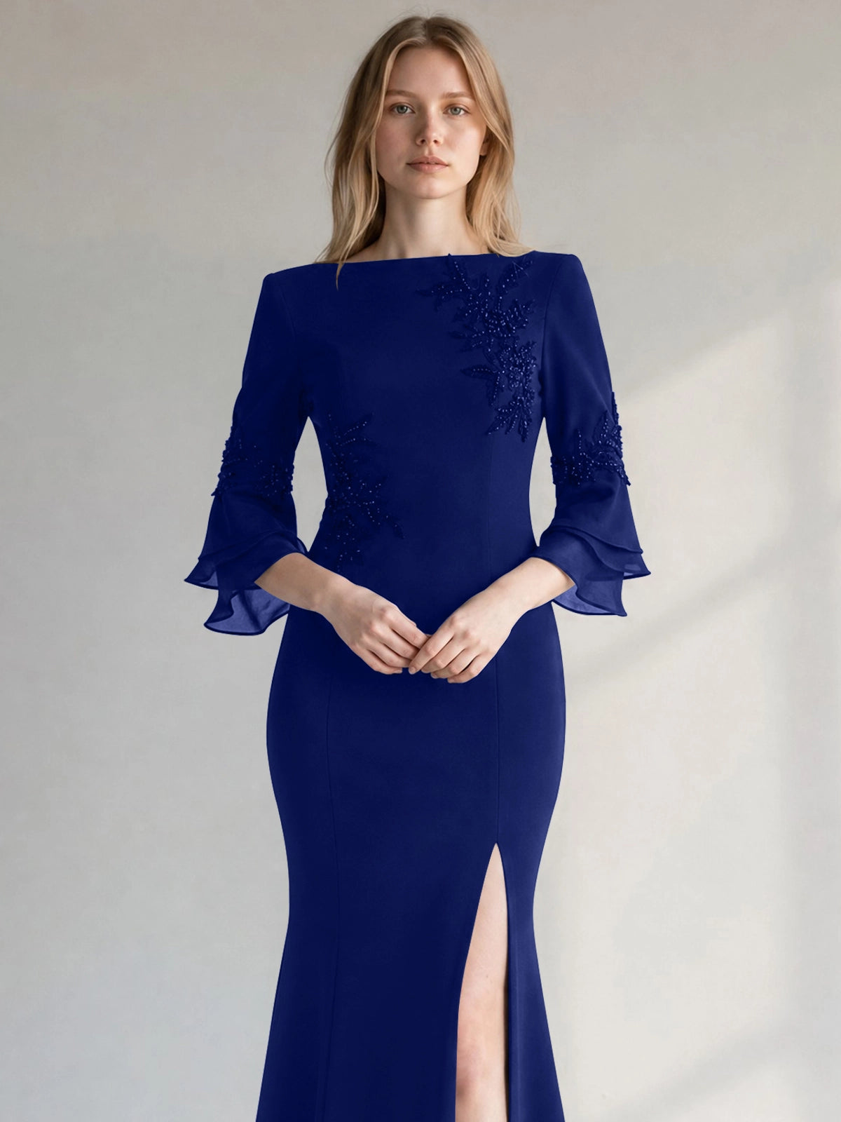 Chiffon Mother of the Bride Dress with 3/4 Sleeves