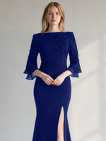 Chiffon Mother of the Bride Dress with 3/4 Sleeves