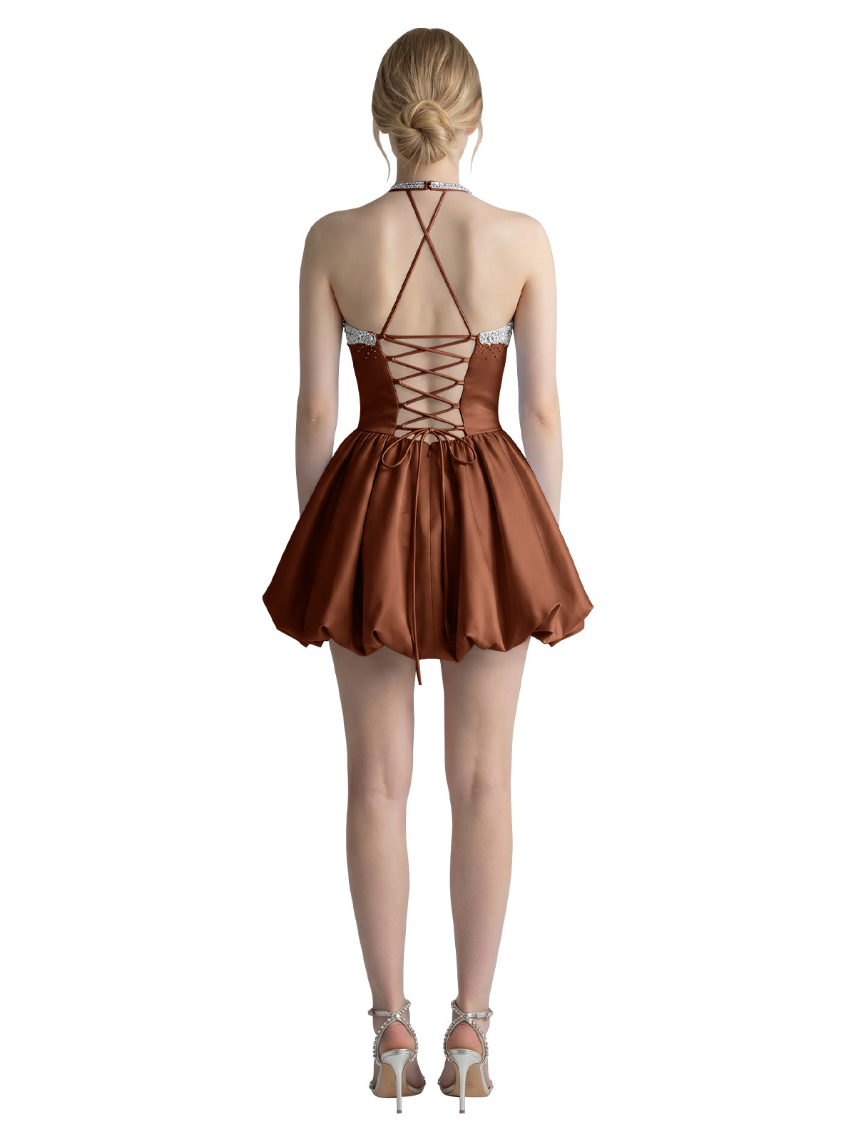 Beading Bubble Hem Mini Dress 