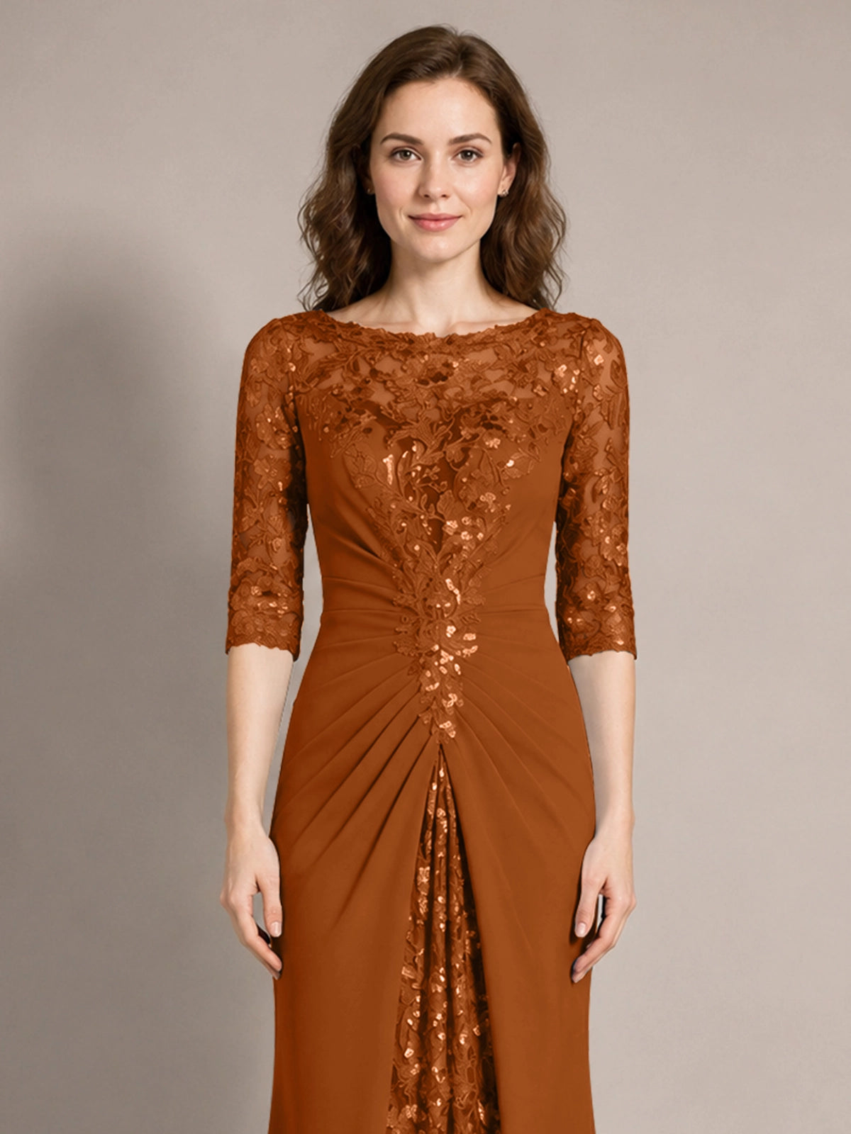 Lace Mother of the Bride Dress with Applique 