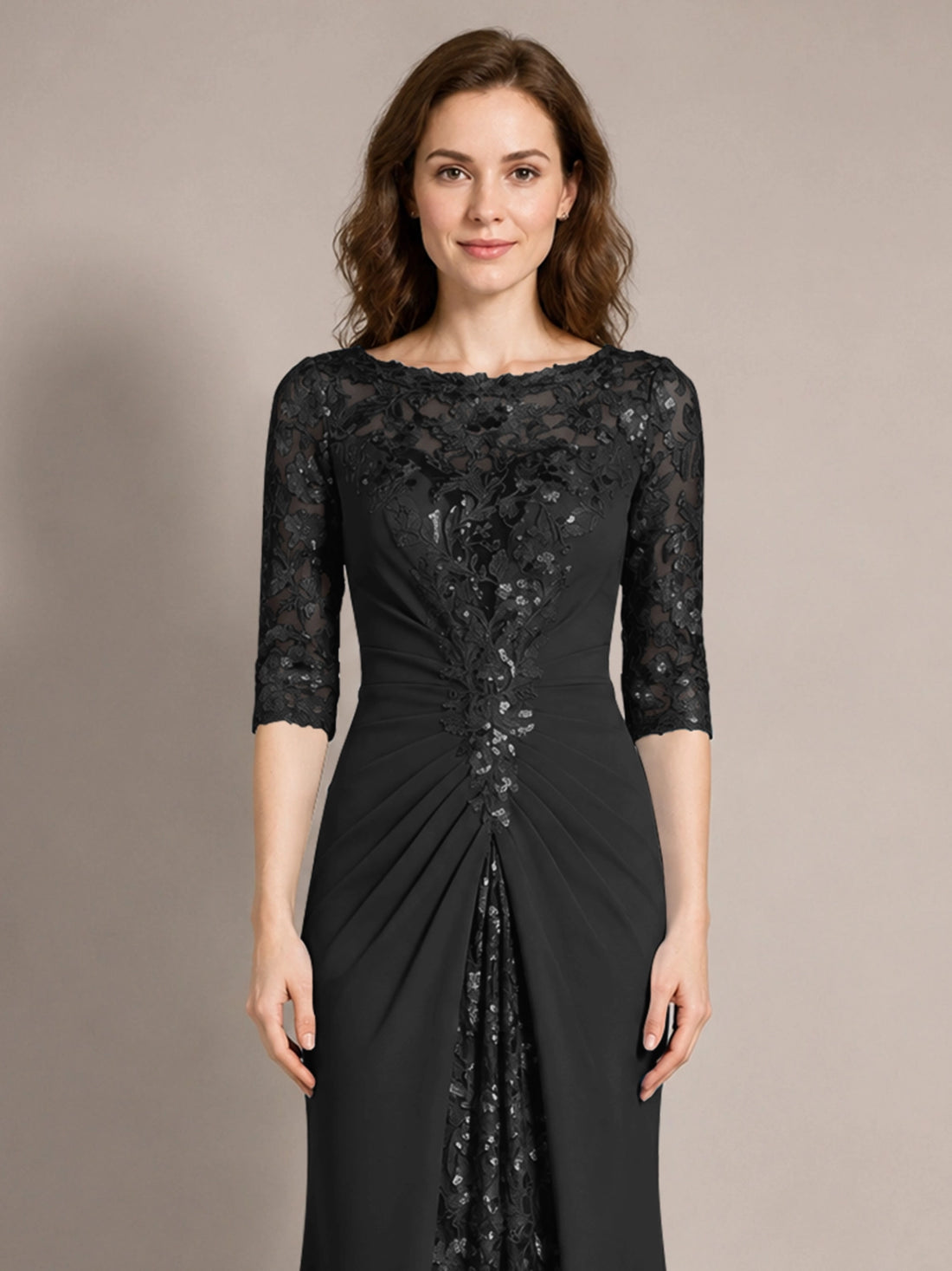 Lace Mother of the Bride Dress with Applique 