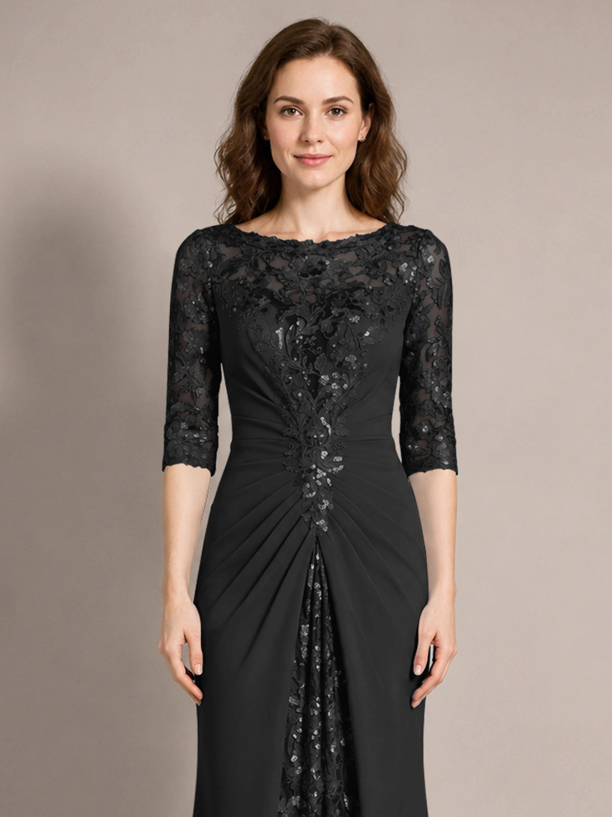 Lace Mother of the Bride Dress with Applique 